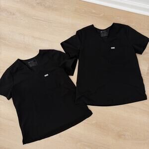 Women’s FIGS Technical Scrubs Top Lot Of Two Black Size Large L
